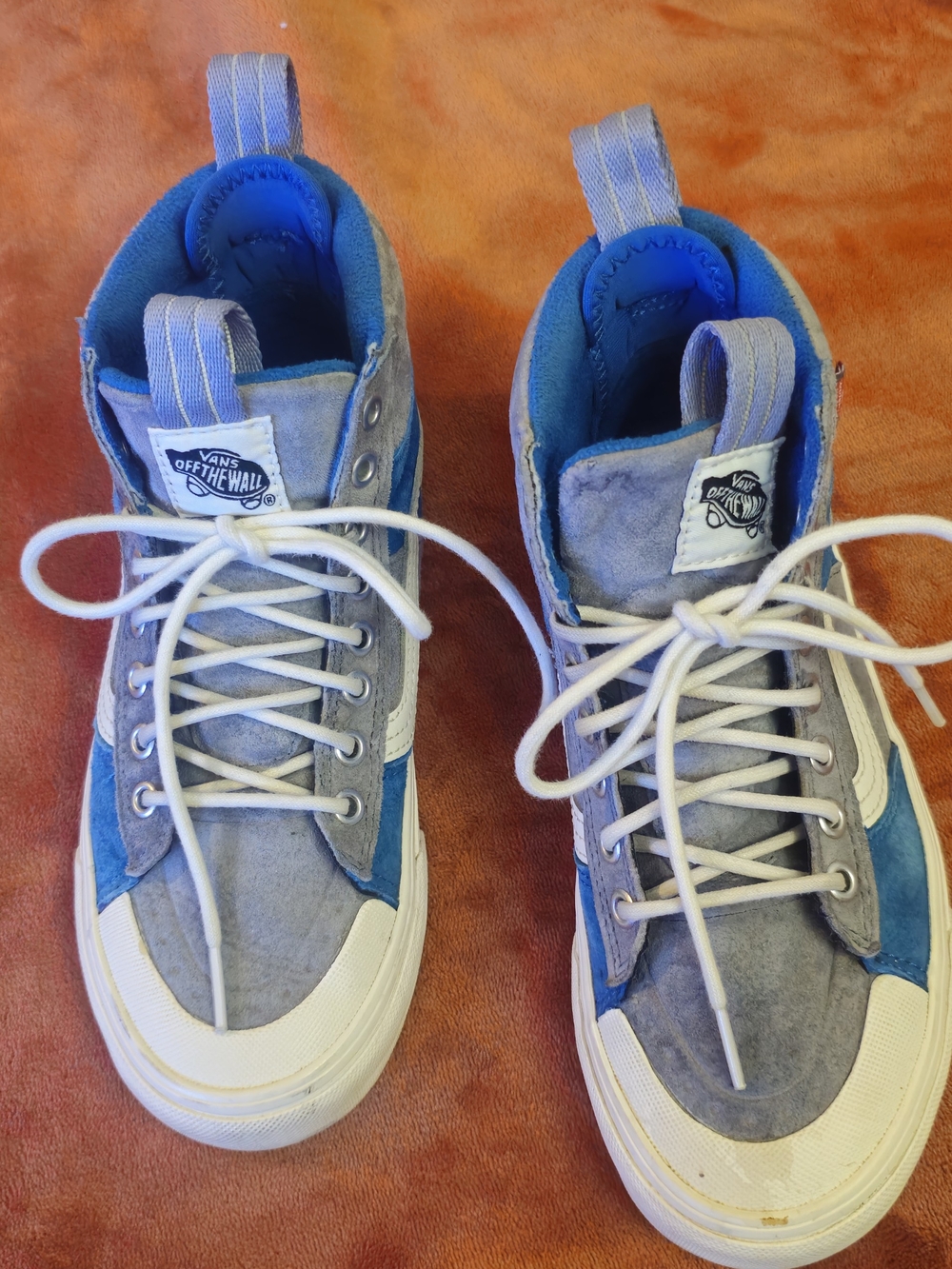 Vans Blue and Gray High-Top Skate Sneakers